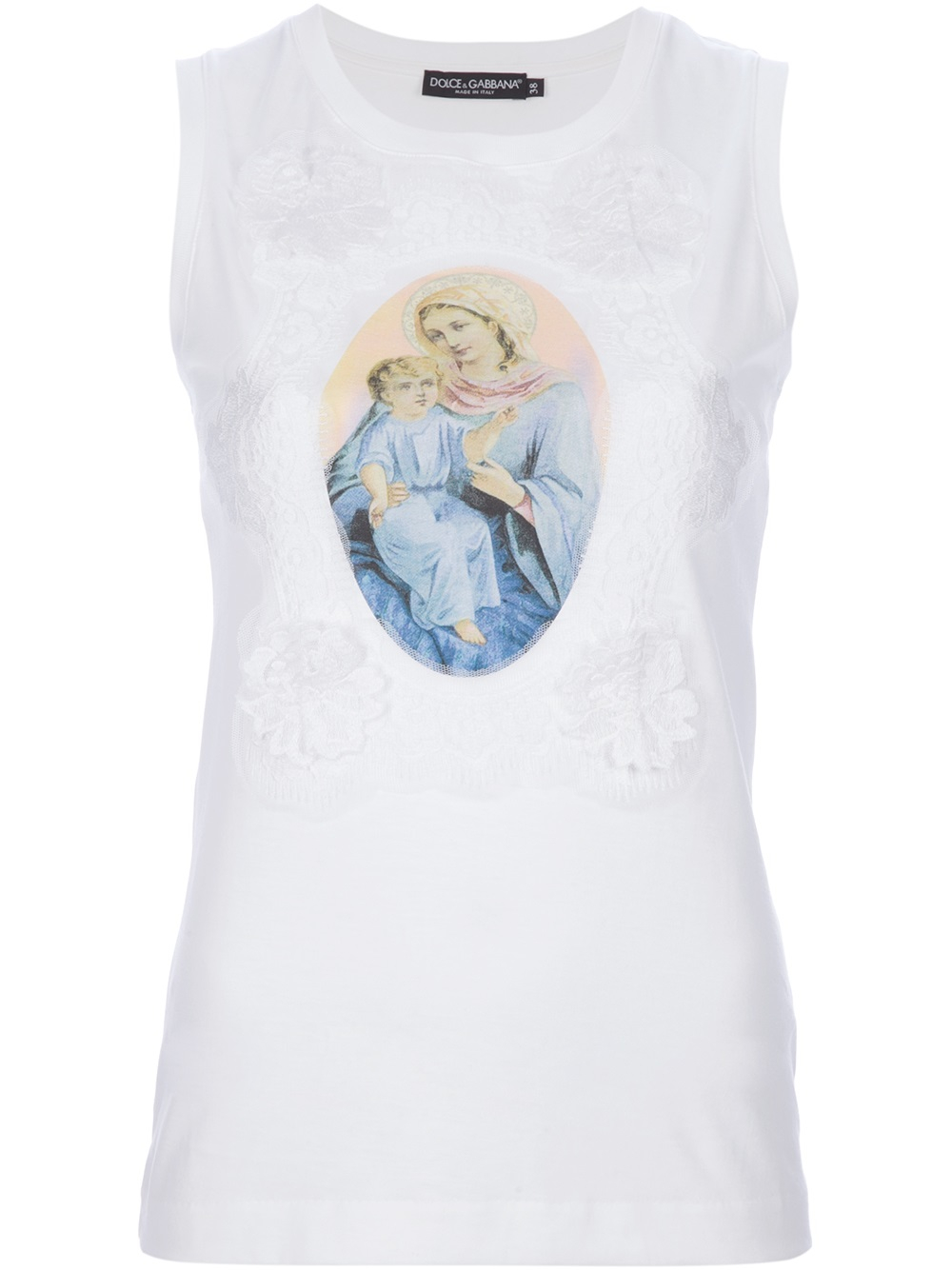 Dolce & Gabbana Virgin Mary Vest Top in White | Lyst