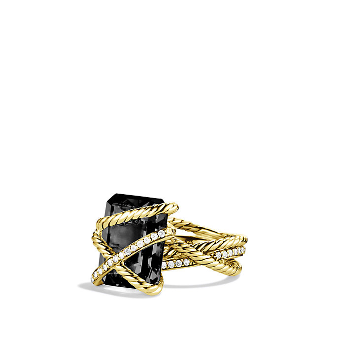 David yurman Cable Wrap Ring With Black Onyx And Diamonds In Gold in