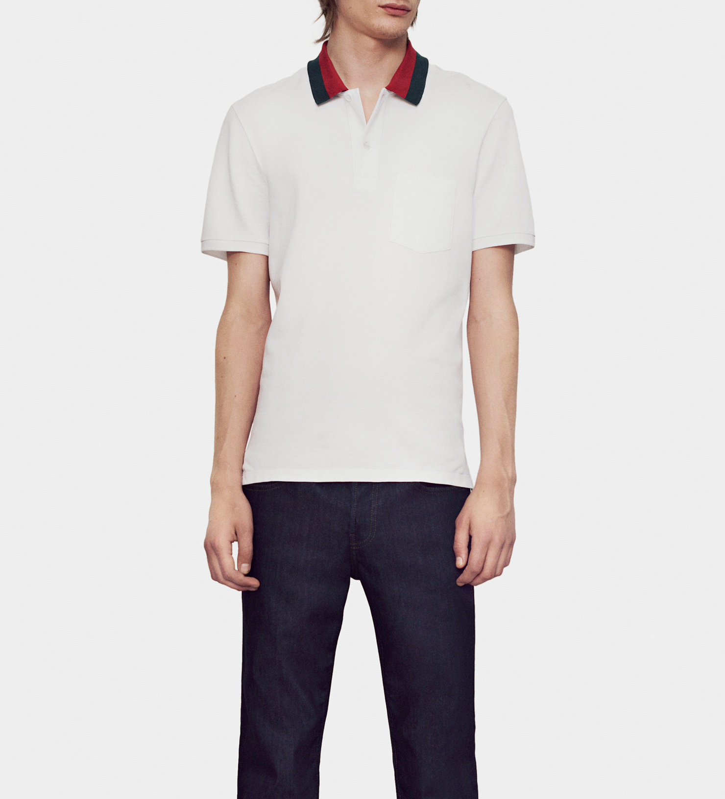 gucci cotton polo with web collar