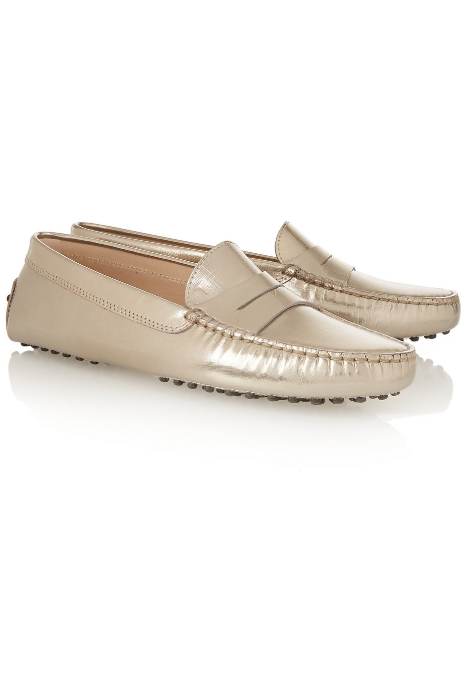 tod's gold loafers