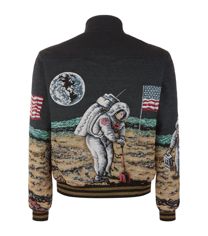 Saint laurent Woven Moon Jacket in Black for Men | Lyst