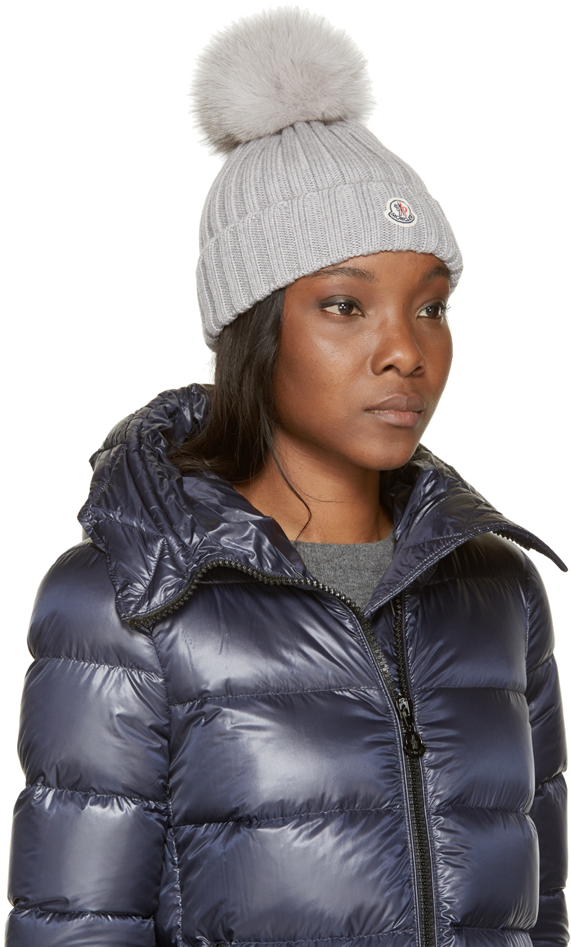 Moncler Grey Berretto Hat in Gray - Lyst