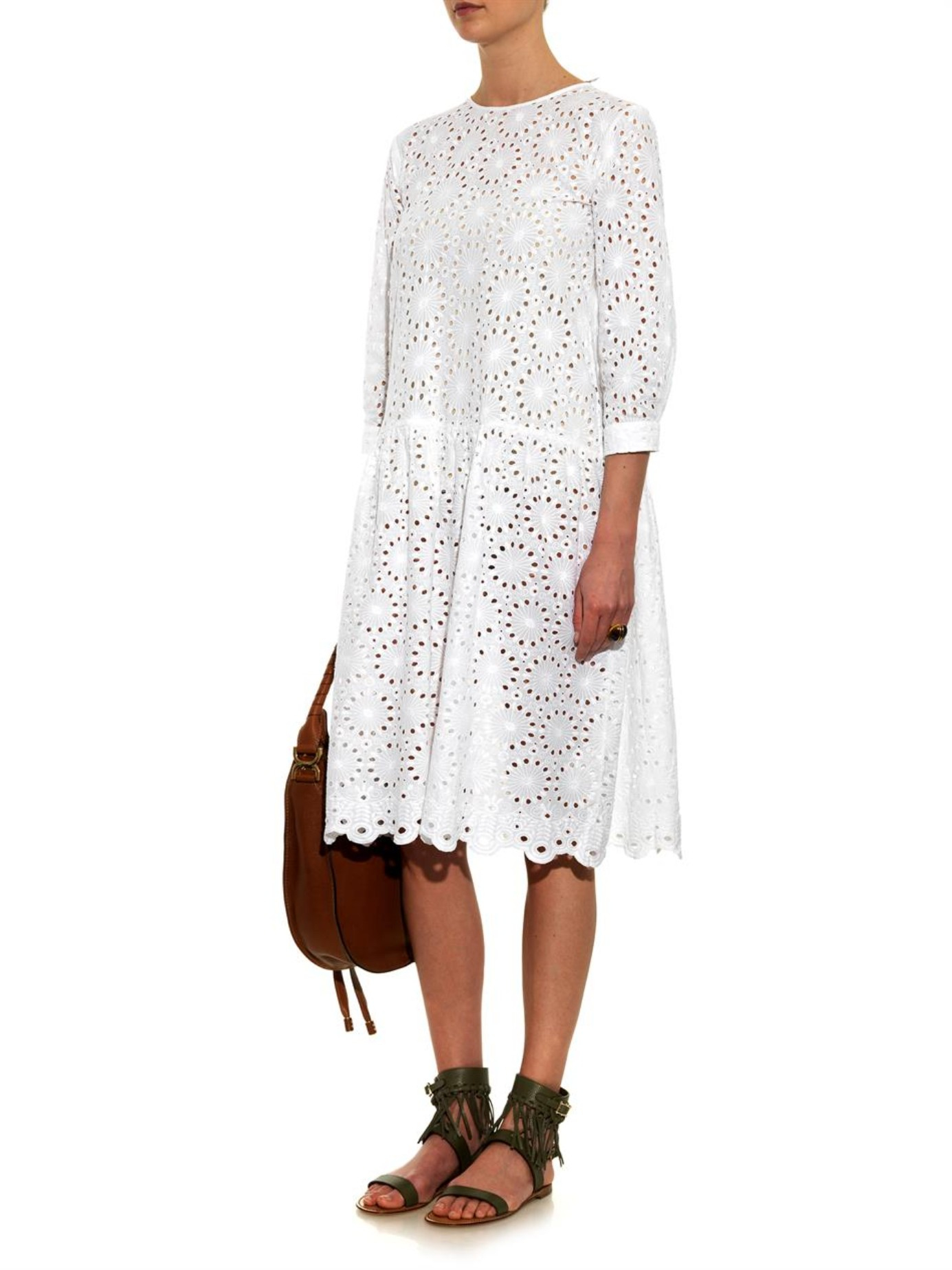 white cotton broderie anglaise nightdress