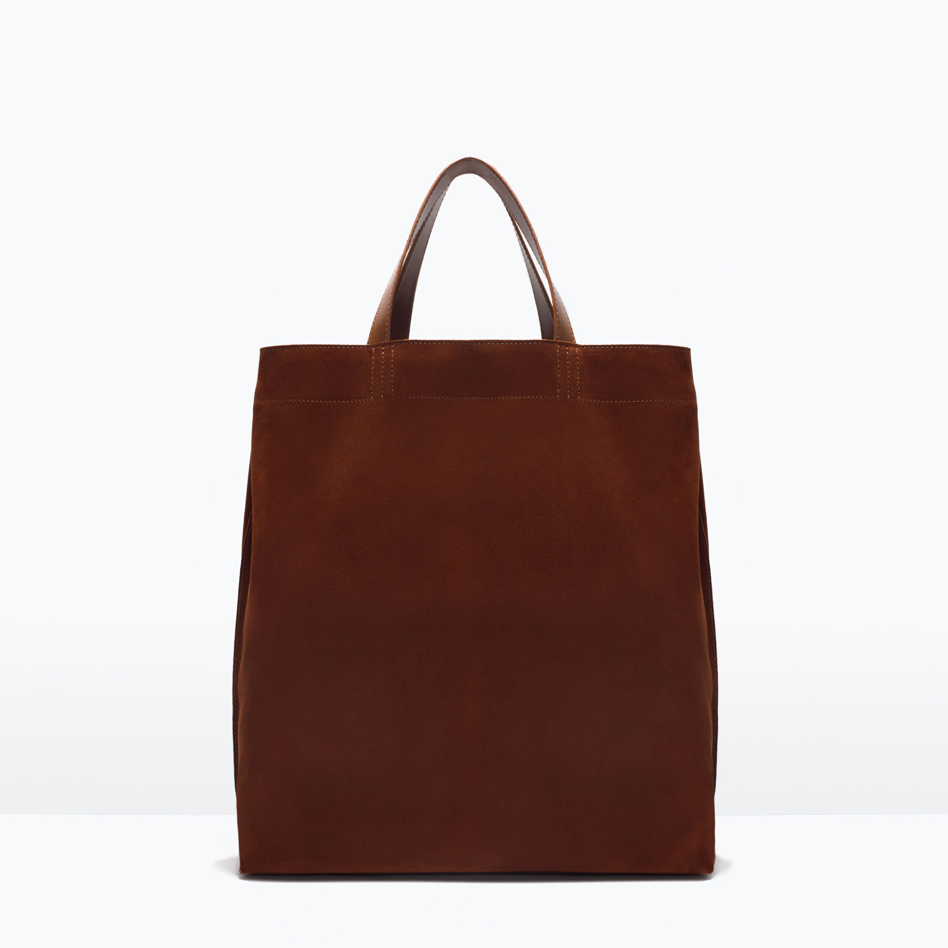 Zara Leather Shopper Bag With Suede Finish in Brown for Men | Lyst
