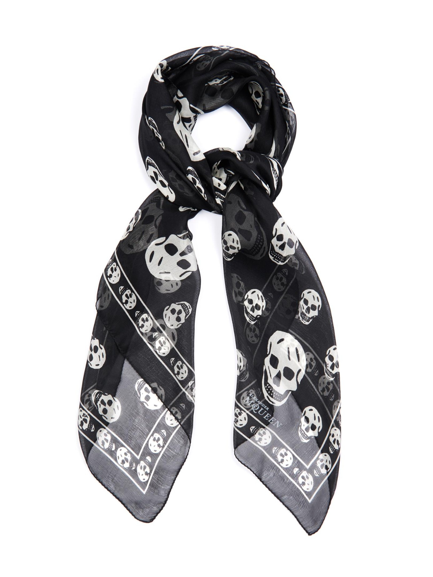 Alexander McQueen SkullPrint Silk Scarf in Black White (Black) Lyst