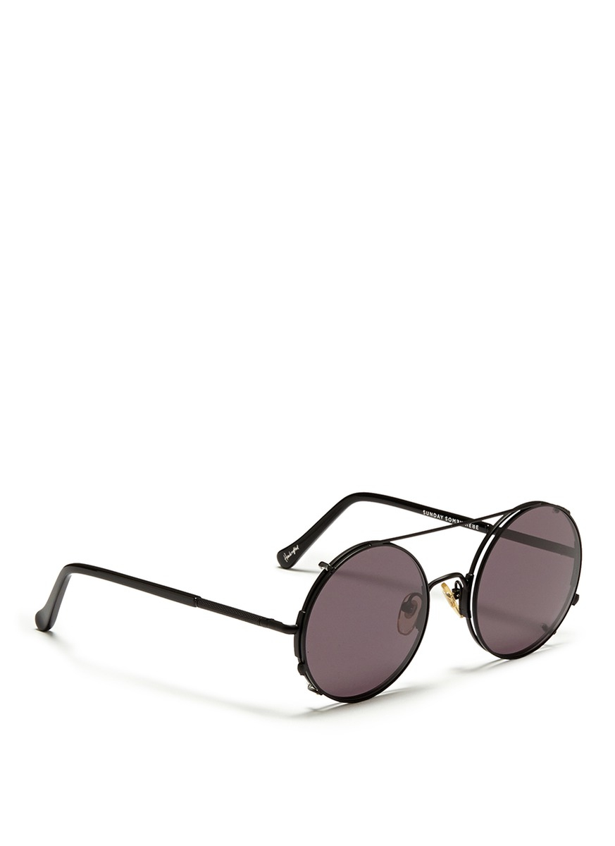 Sunday Somewhere 'valentine' Clip-on Wire Rim Round Sunglasses in Black for  Men | Lyst