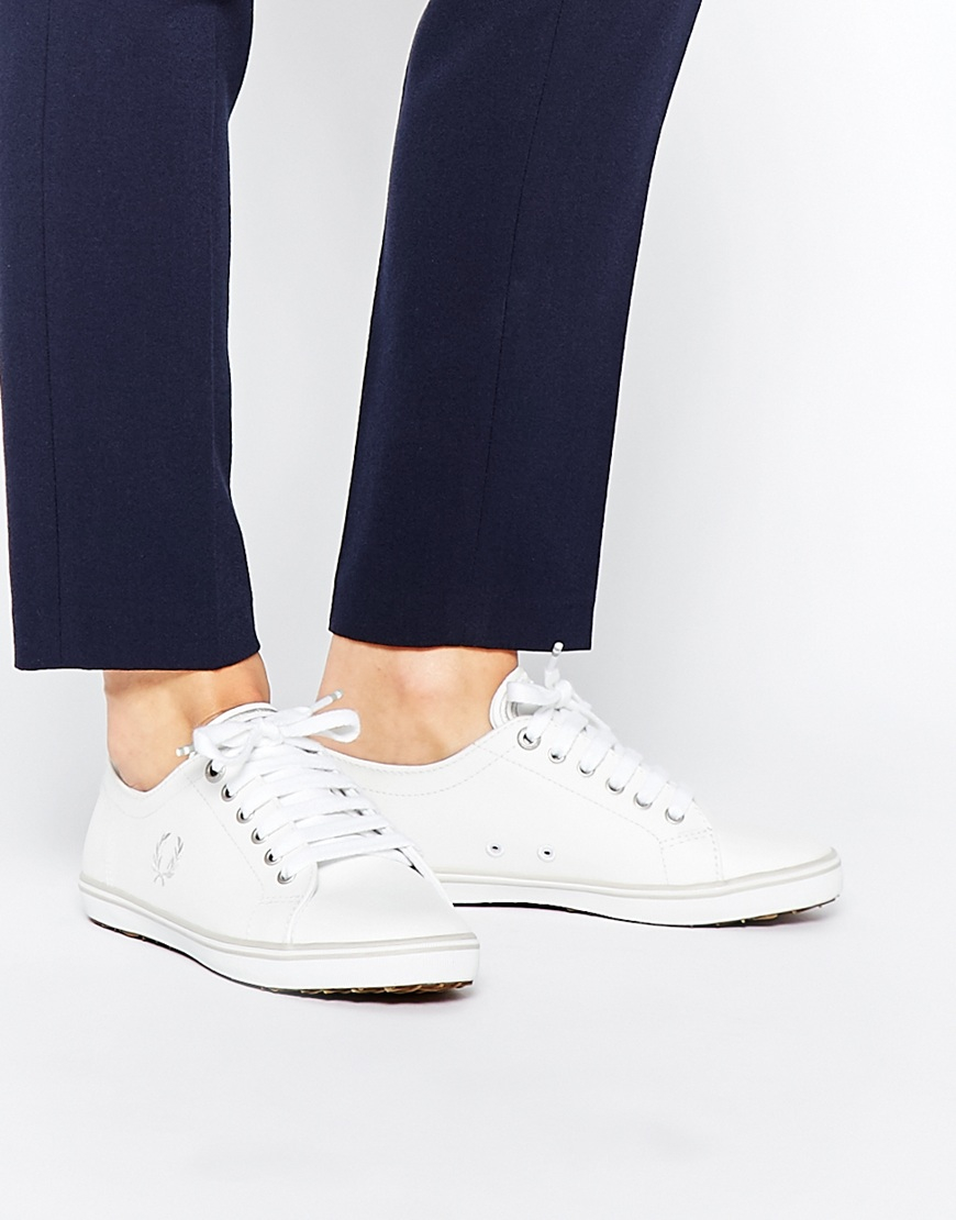 White Leather Plimsoll Trainers 