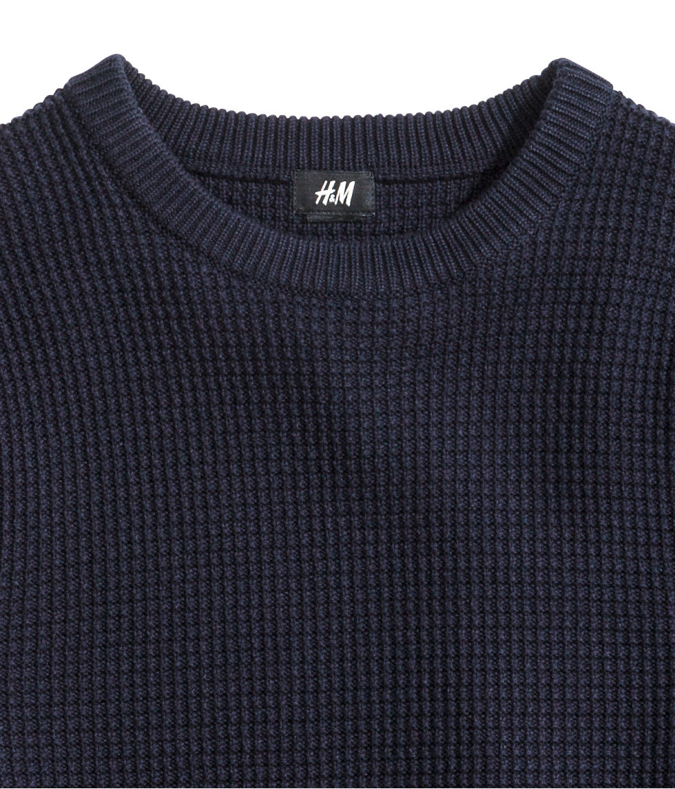 mens blue knitted jumper
