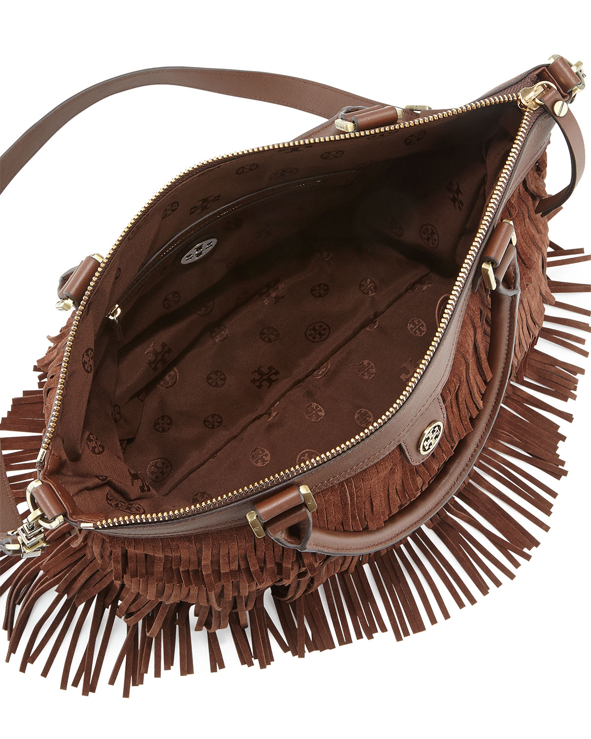 Tory Burch Leather Fringe Tote Bag Chocolate in Brown - Lyst
