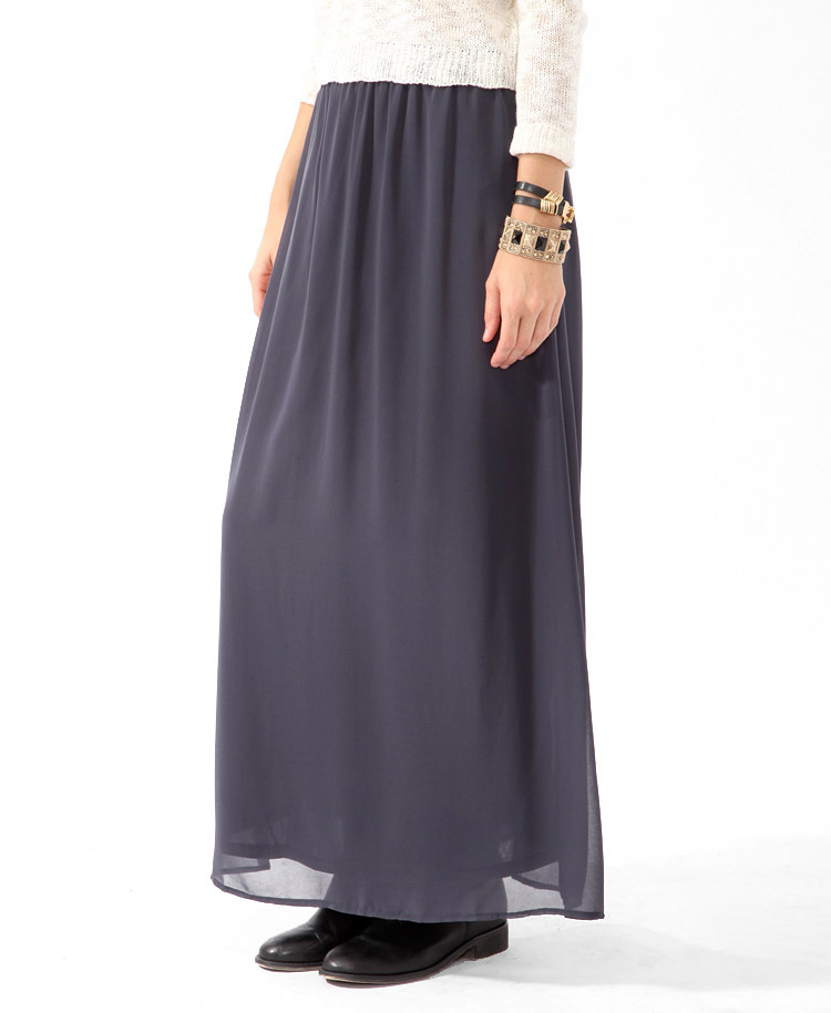 gray chiffon maxi skirt
