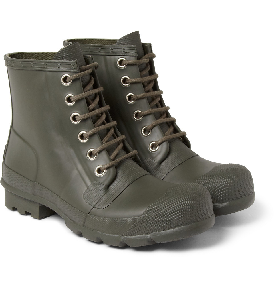 hunter green rubber boots