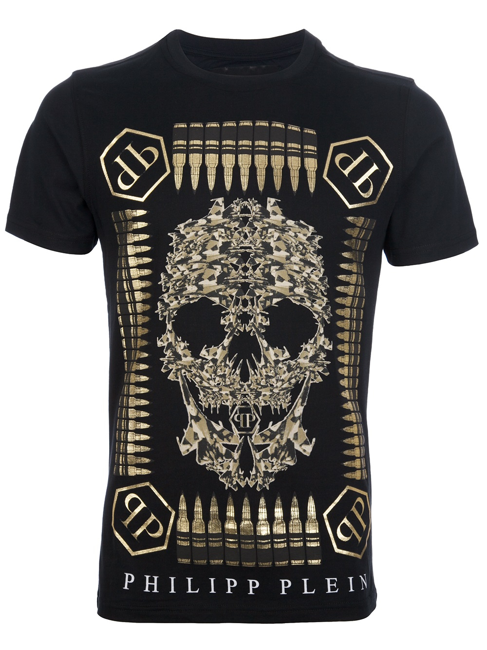 Philipp Plein Bullet Skull Print Tshirt in Black for Men - Lyst