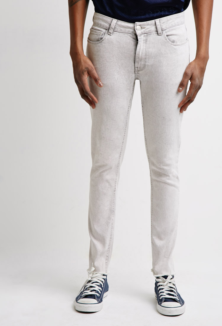 white faded jeans