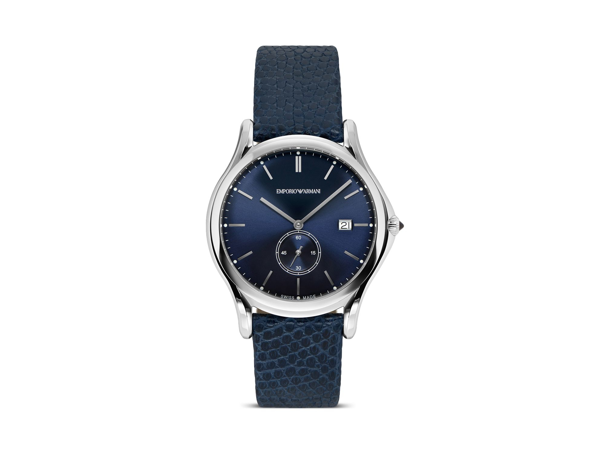 Emporio Armani Emporio Armani Men's Swiss Blue Leather Strap Watch 40mm