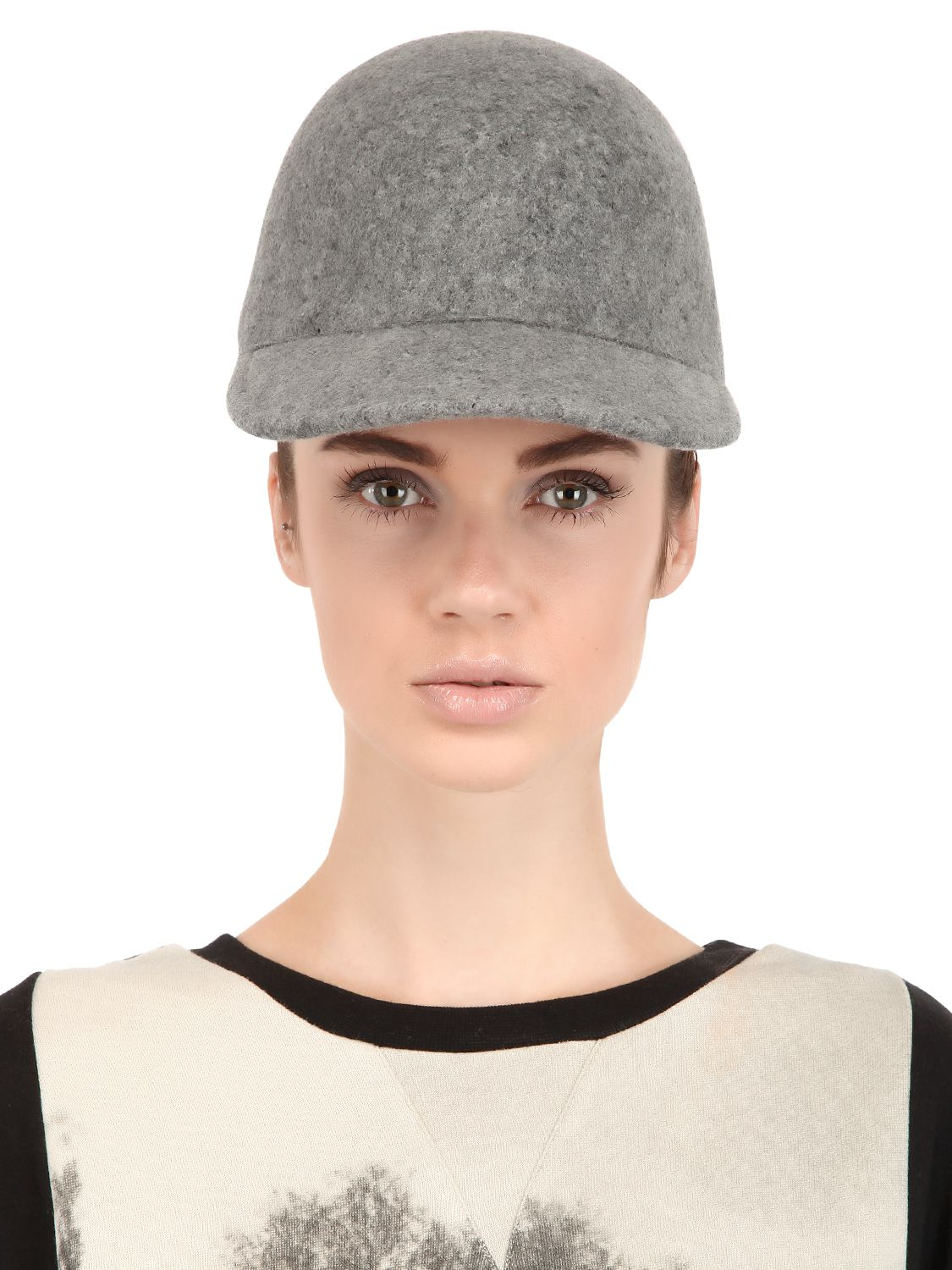 Stella McCartney Wool Felt Baseball Hat in Grey (Gray) - Lyst
