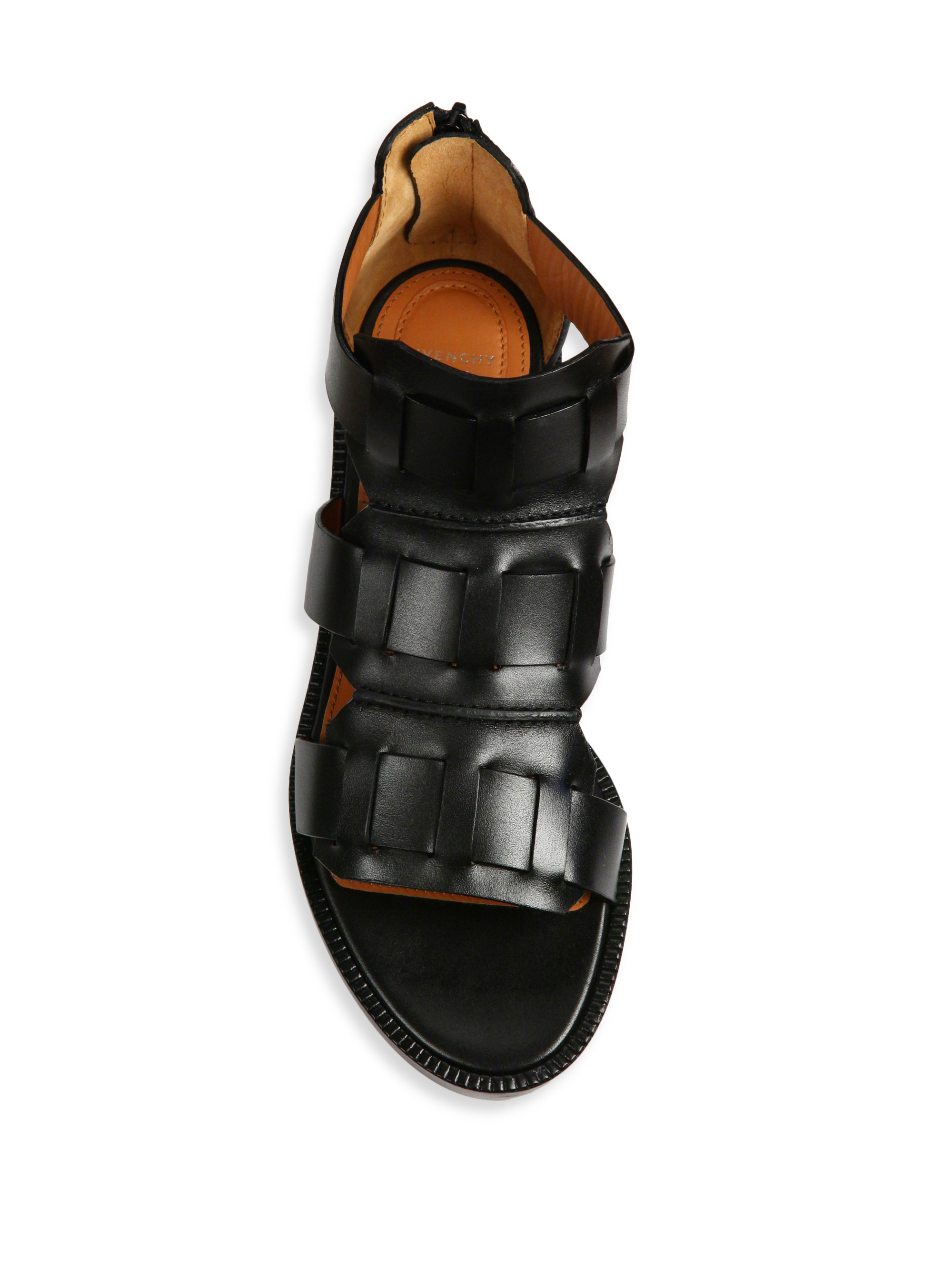 Givenchy Sode Line Leather Flat Sandals in Black | Lyst
