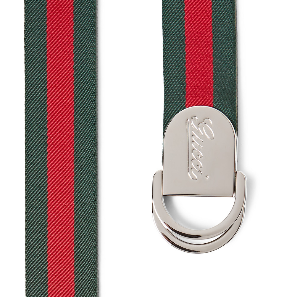 Gucci 4Cm Striped Canvas Belt in Green for Men | Lyst