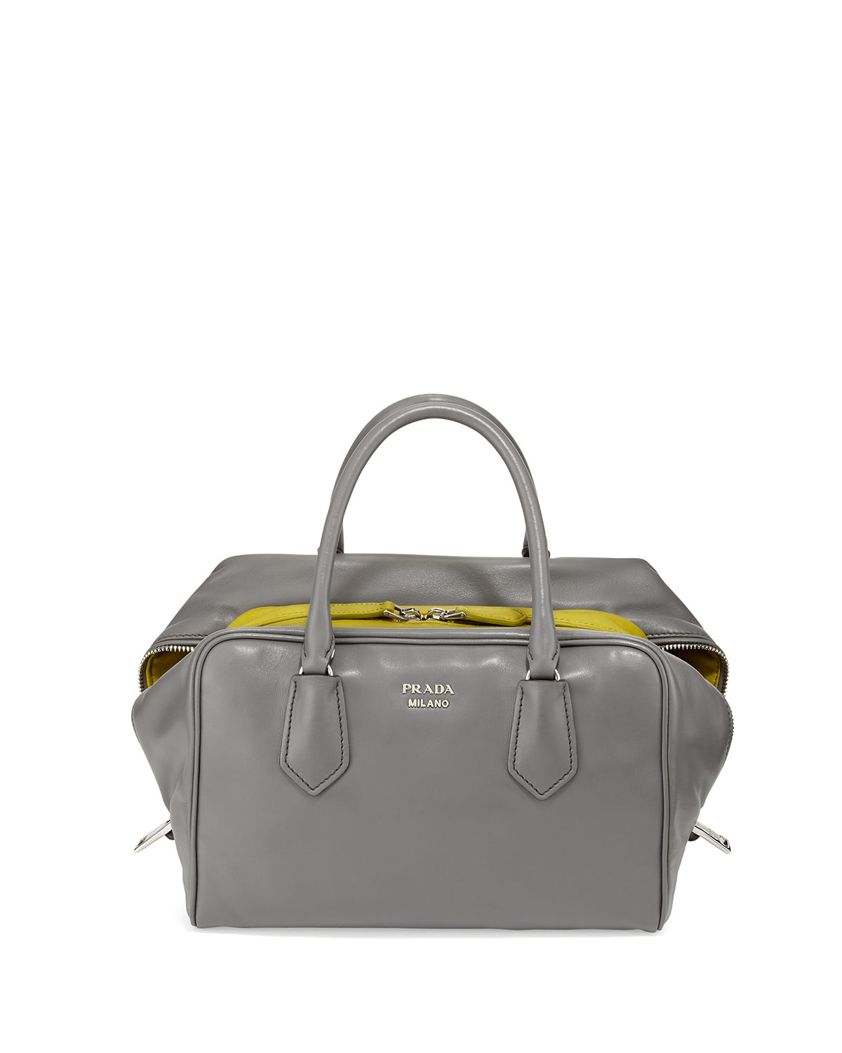 Prada Soft Leather Medium Inside Bag in Gray | Lyst  