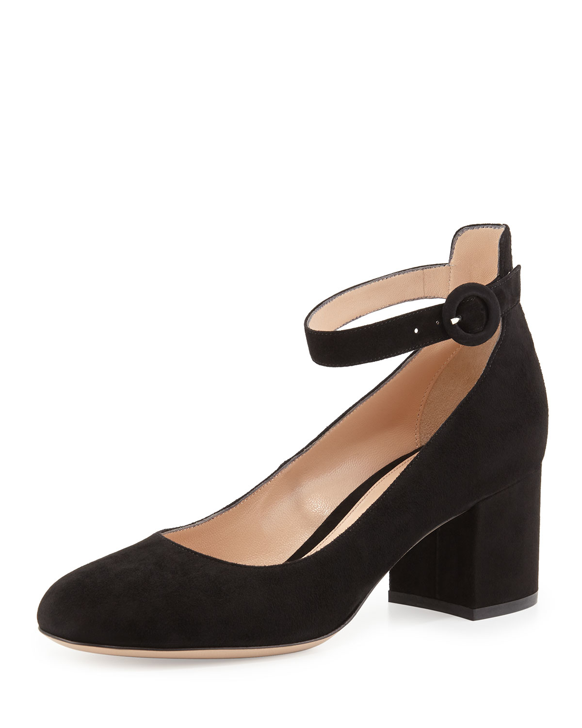 Gianvito Rossi Ankle-Strap Suede Pumps in Black - Lyst