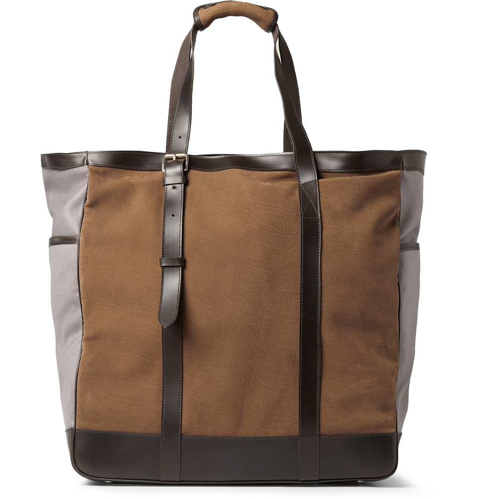 Paul Smith Washed-Leather And Suede Tote Bag in Brown for Men - Lyst