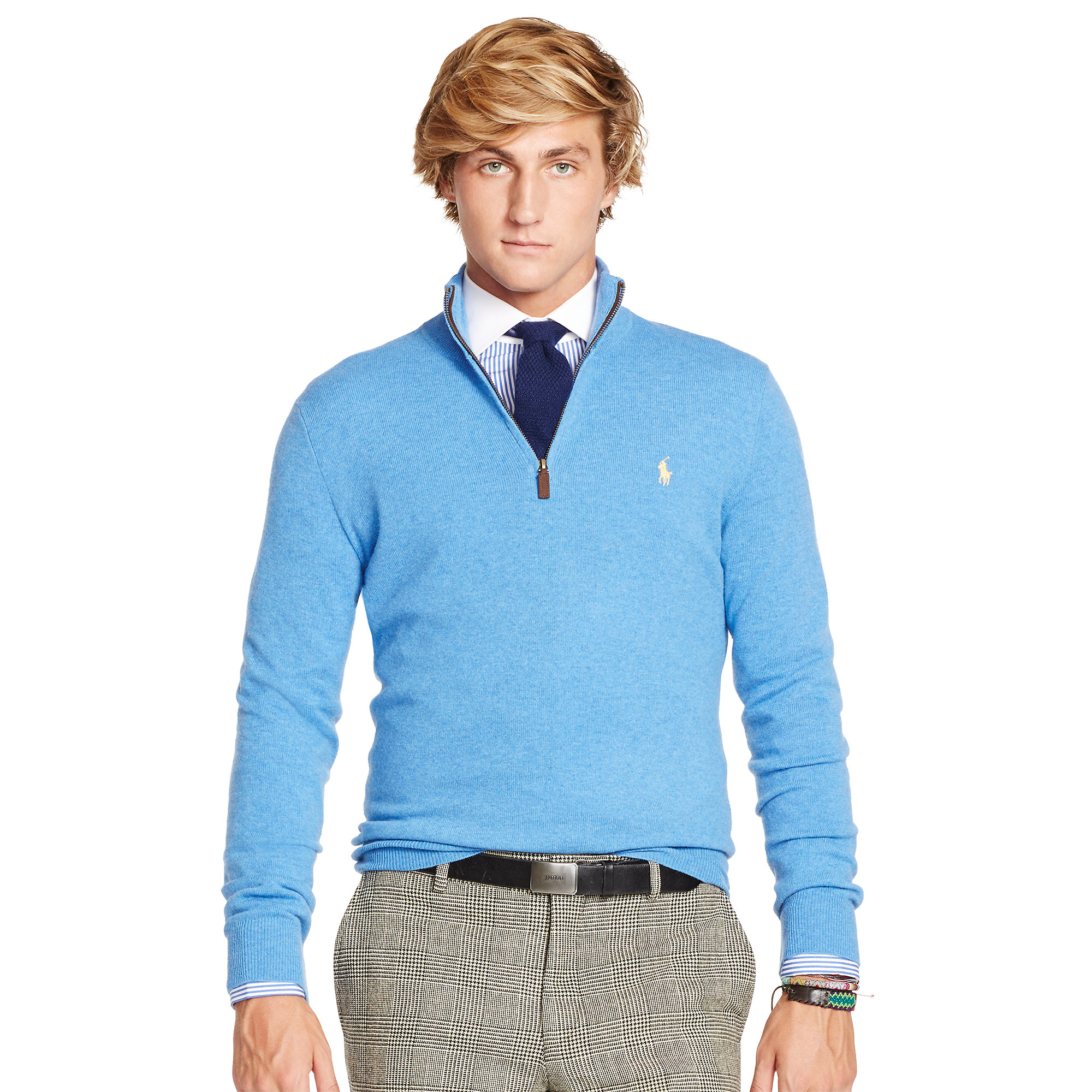 Lyst - Polo Ralph Lauren Merino Wool Half-Zip Sweater in Blue for Men