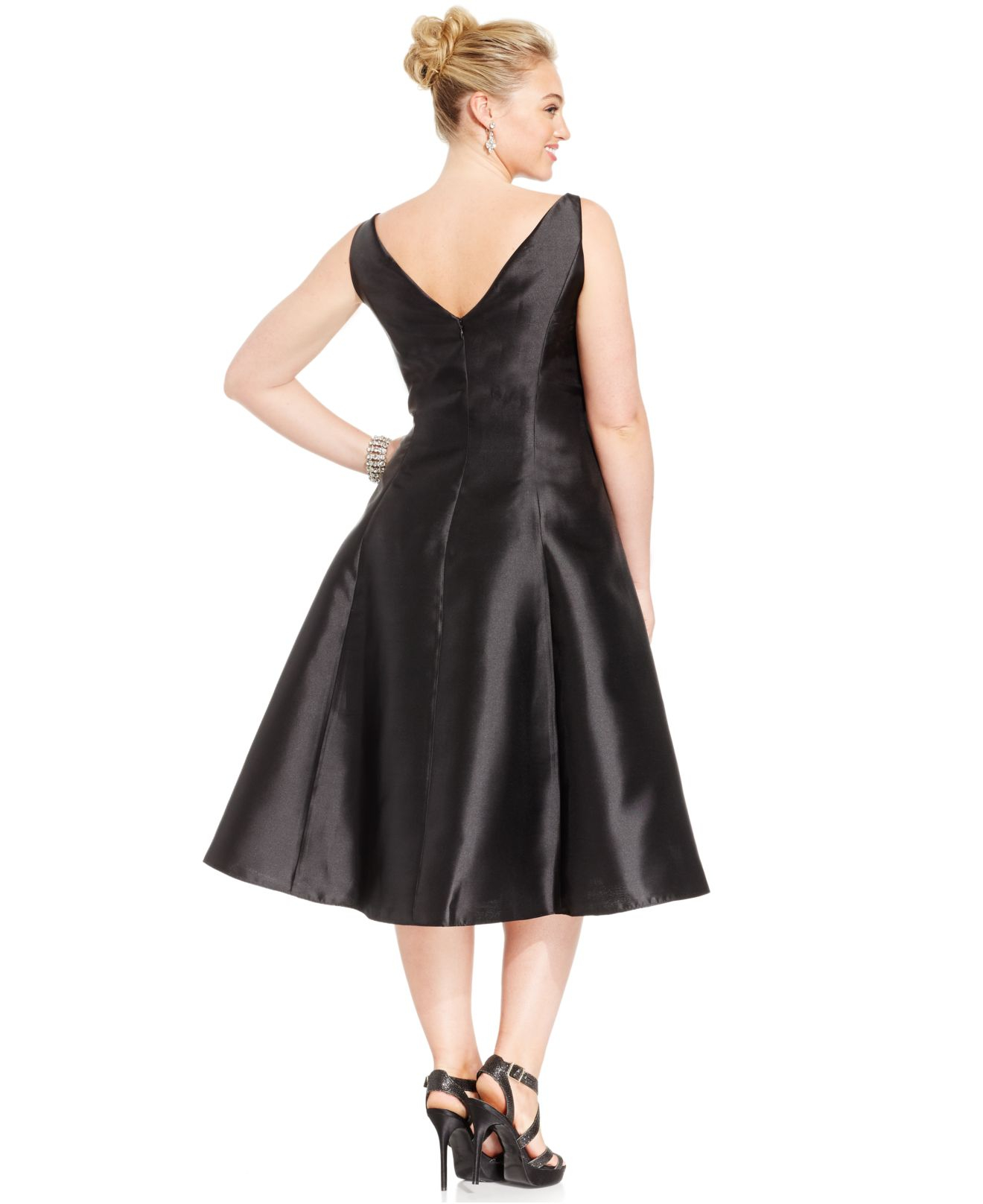 Lyst - Adrianna Papell Plus Size Sleeveless Tea-length Dress in Black