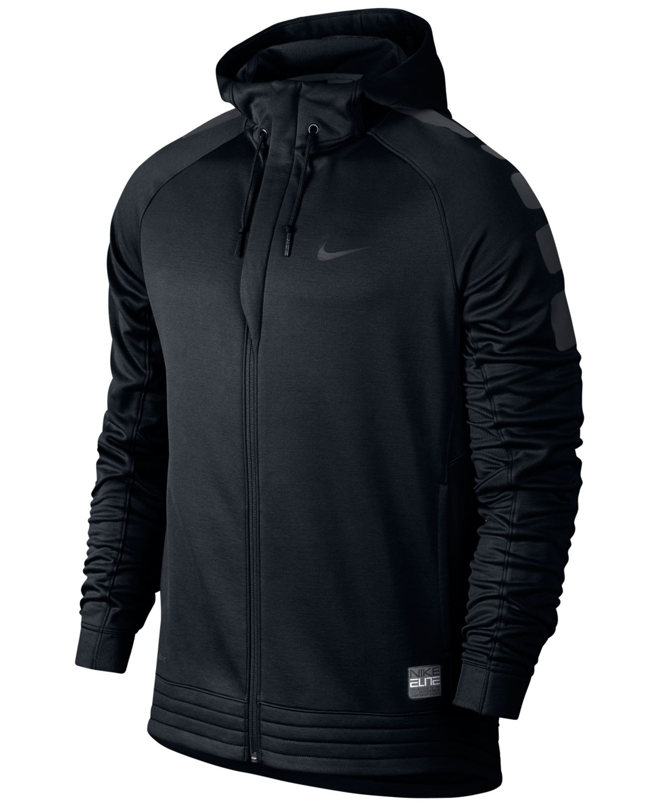Nike Men's Elite Striped Fullzip Basketball Hoodie in Black/Anthracite