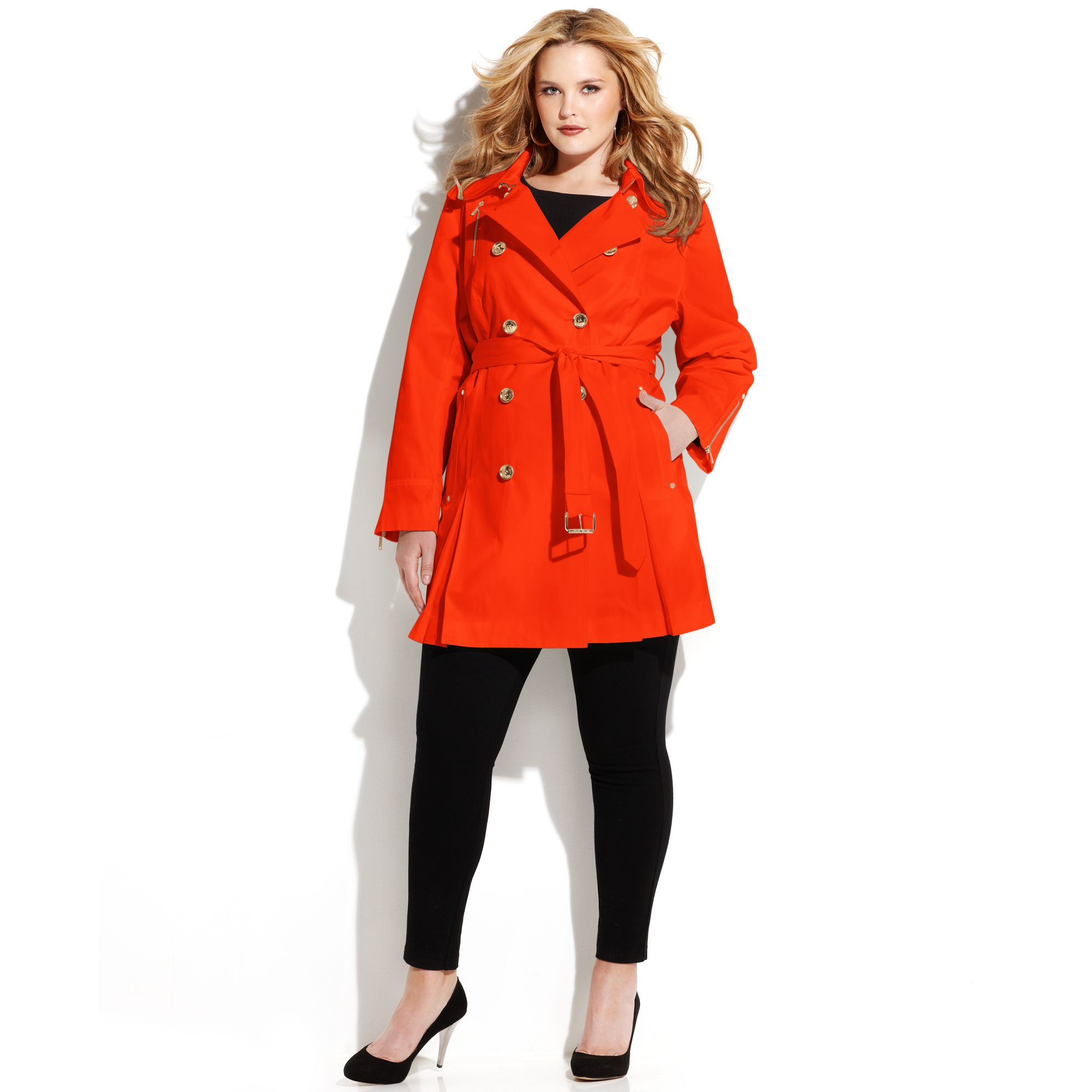 women's plus size red trench coat
