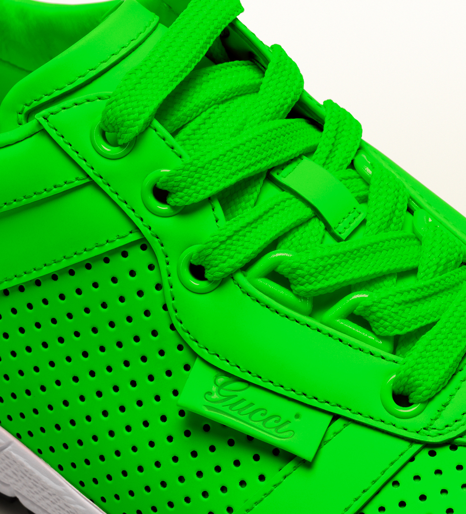 Lyst Gucci Neon Leather Lowtop Sneaker in Green for Men