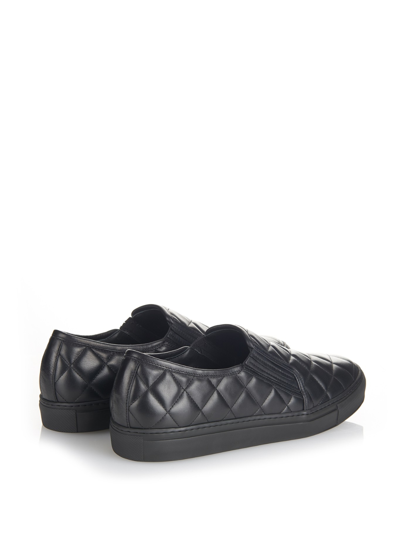 Balmain Quilted Leather Skate Shoes in Black for Men Lyst