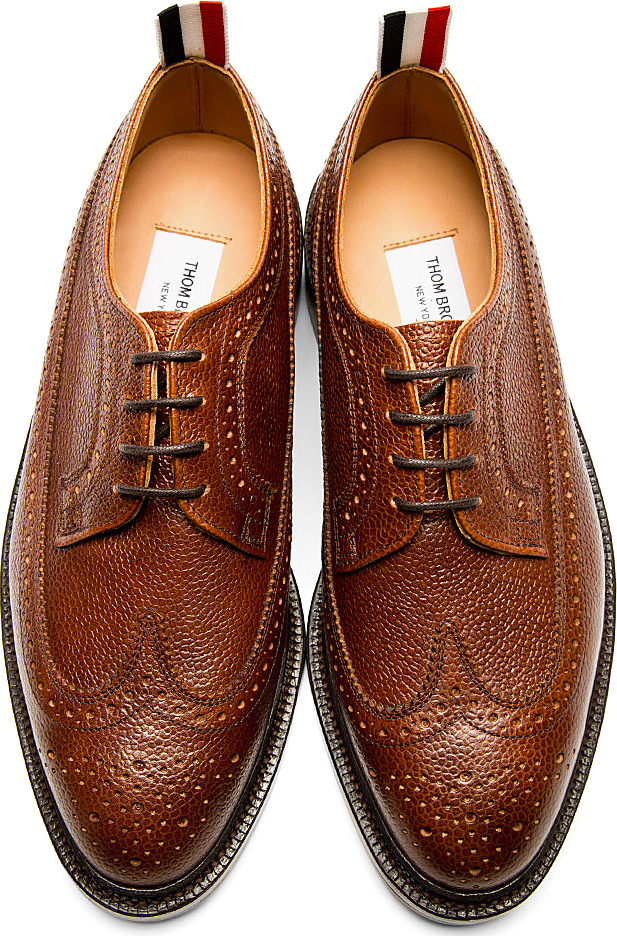 Thom Browne Brown Leather Longwing Brogues for Men Lyst