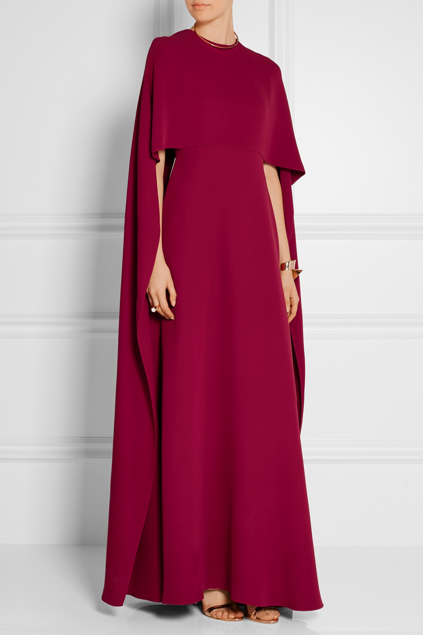 Valentino Cape-back Silk-crepe Gown in Claret (Purple) - Lyst