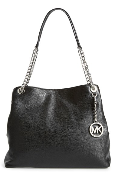 michael kors black purse with silver chain