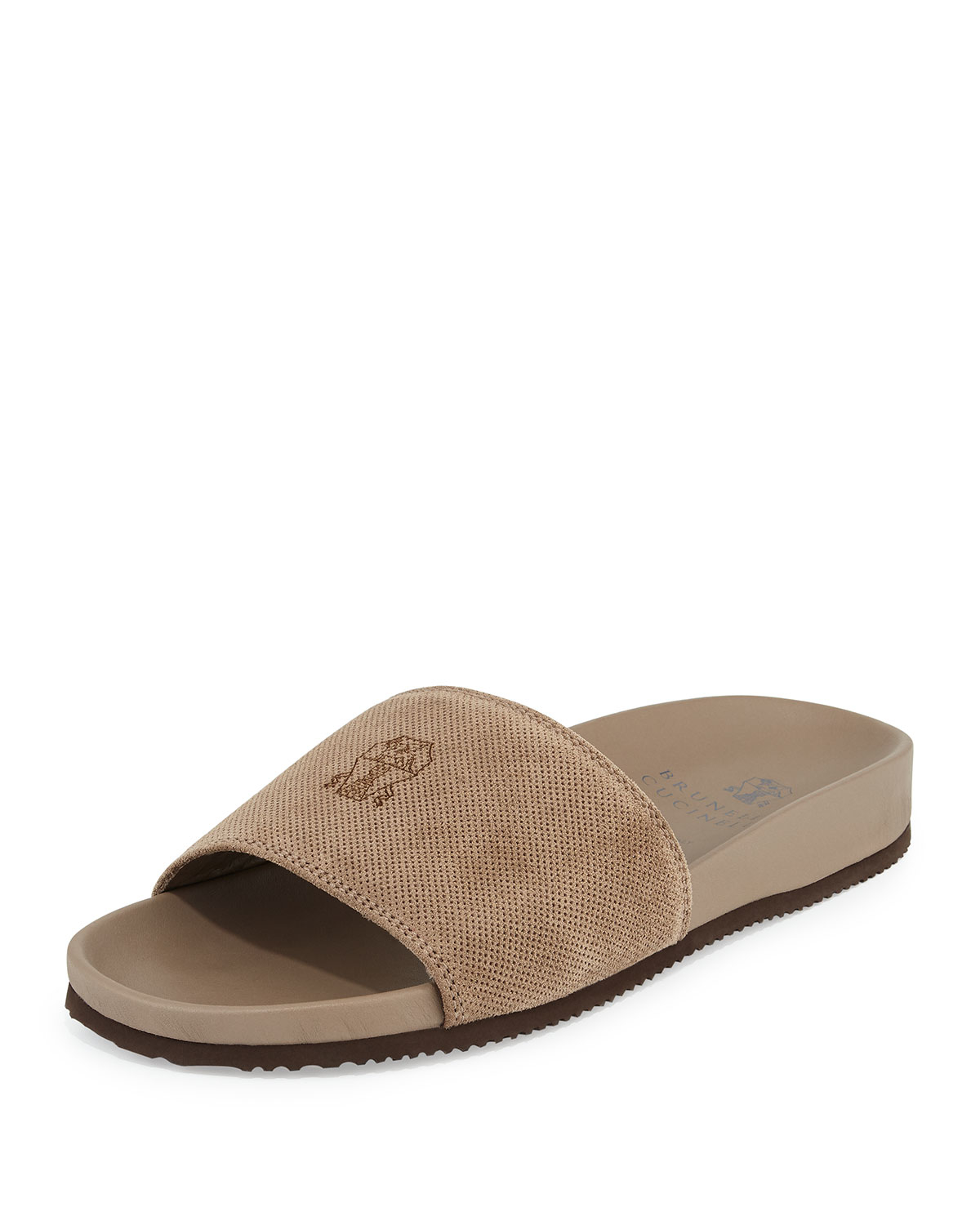 suede slide sandals