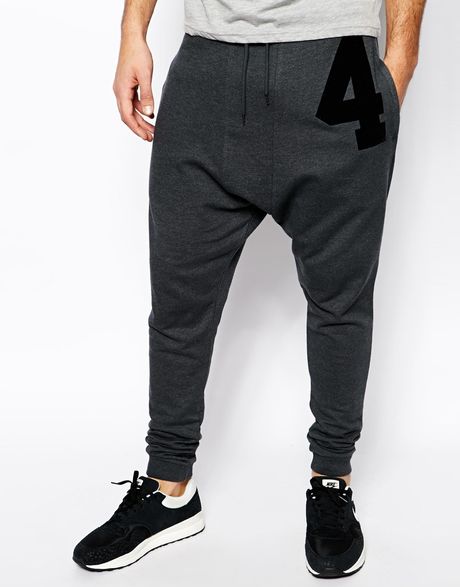 Asos Drop Crotch Sweatpants with Flocked Print in Gray for Men ...