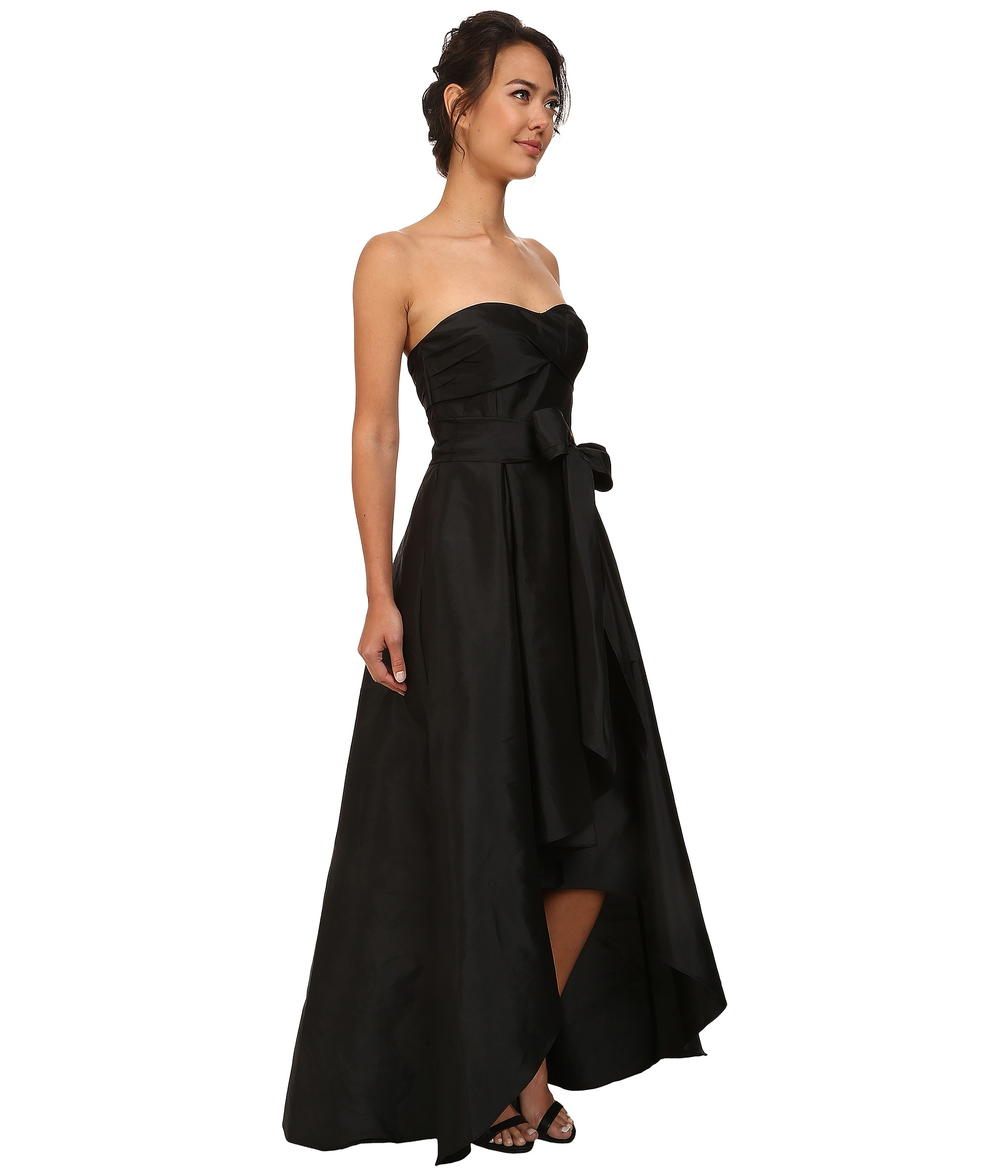 adrianna papell black high low dress