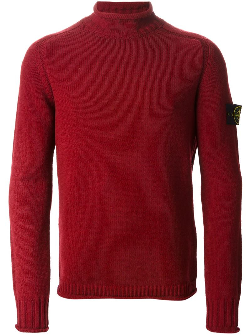 stone island sweater red
