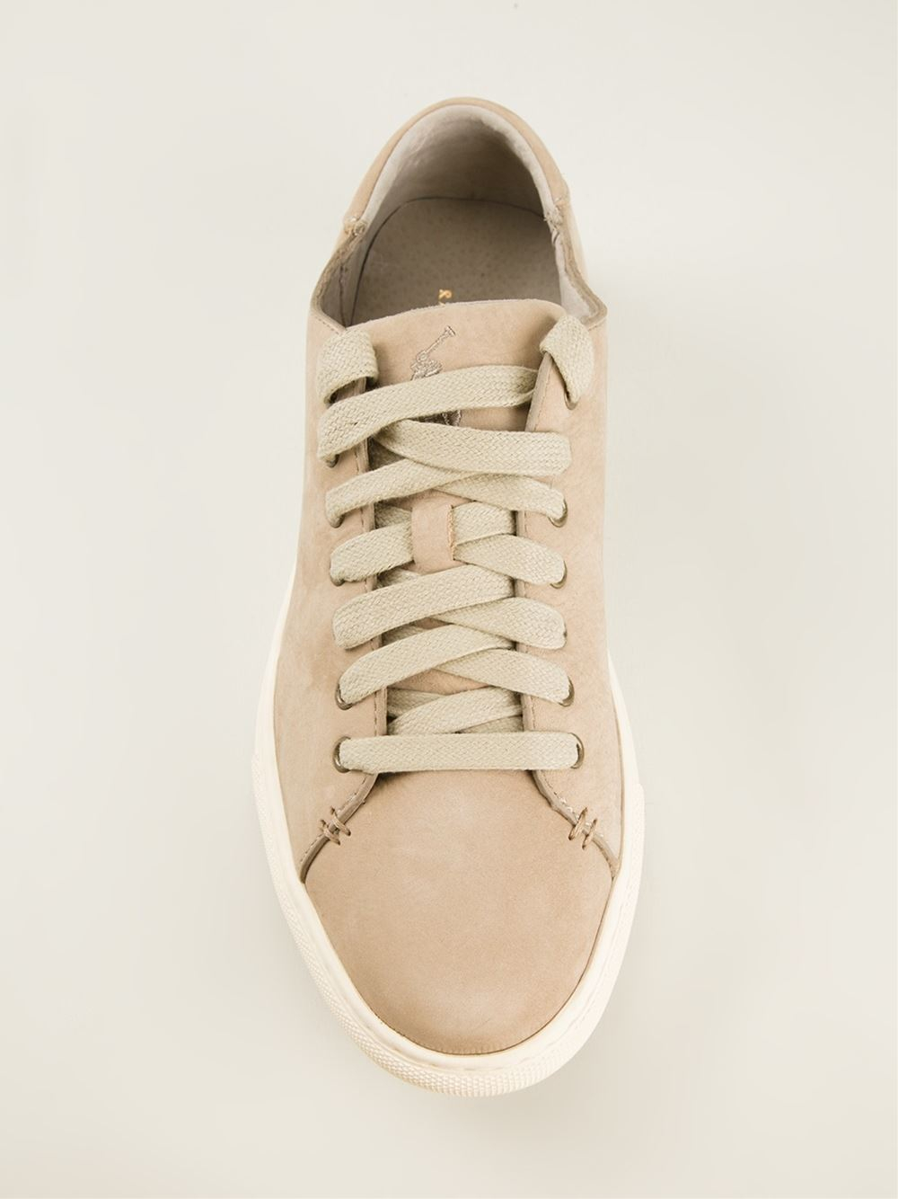 beige leather sneakers