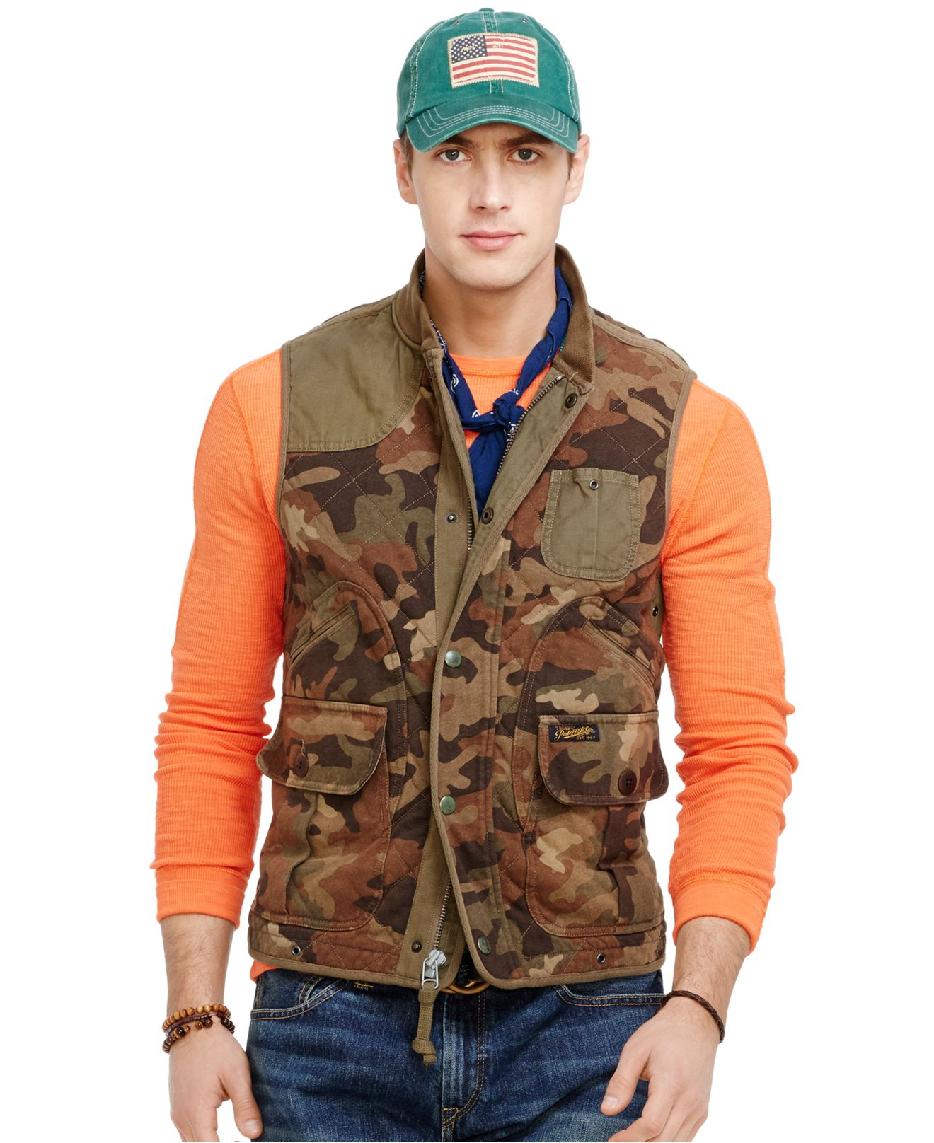 camo polo vest