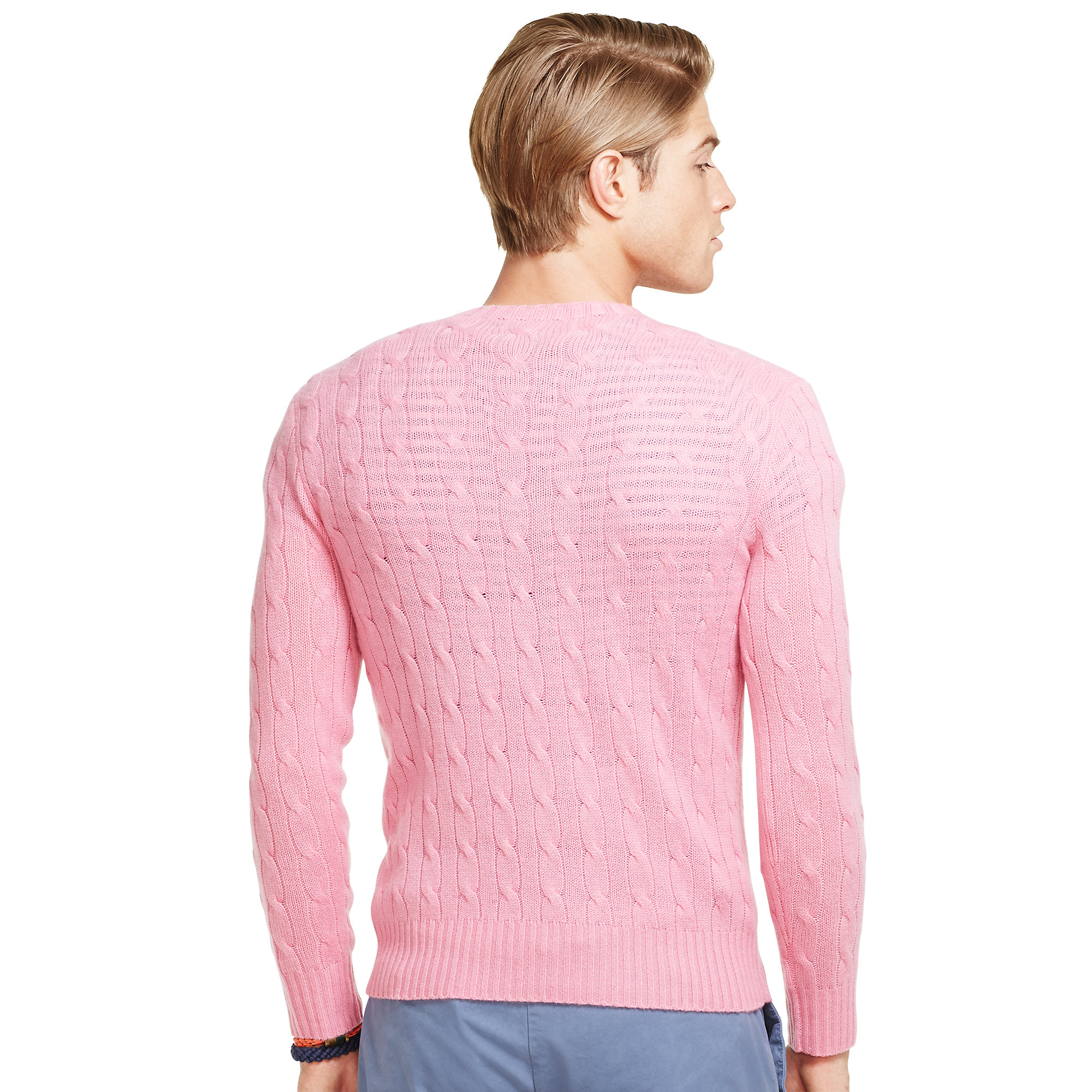 Polo Ralph Lauren Cable-Knit Cashmere Sweater in Pink for Men - Lyst