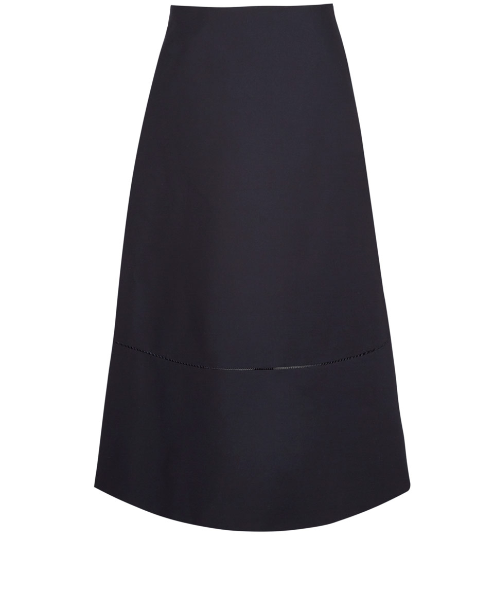 The row Navy A-Line Cotton Midi Skirt in Blue | Lyst