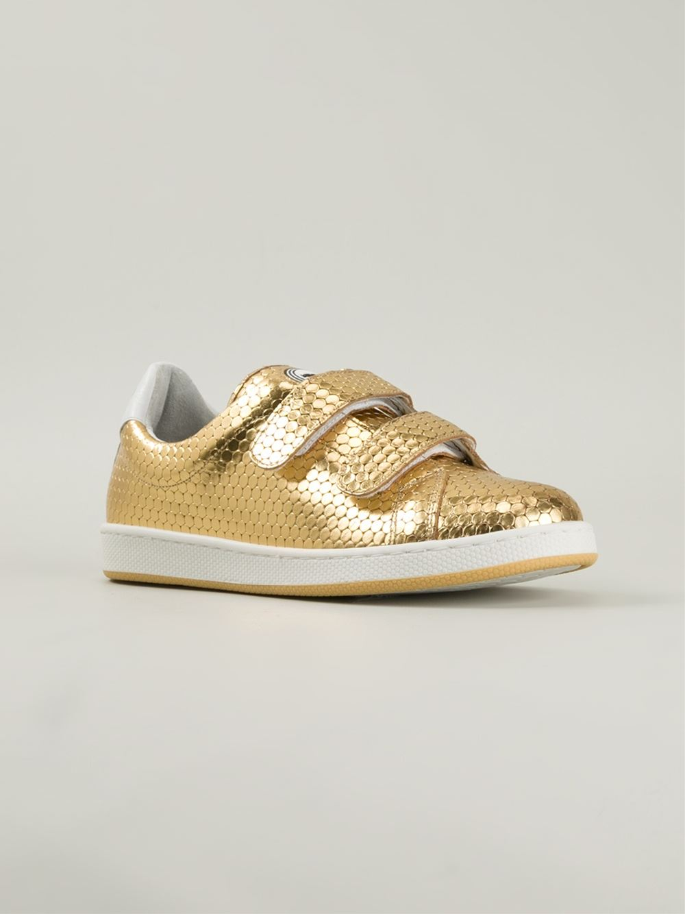 gold velcro sneakers