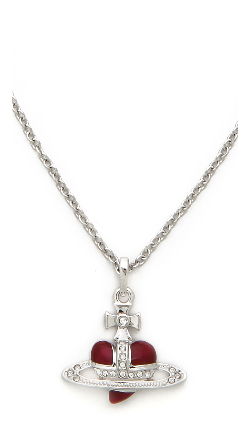 Vivienne Westwood Heart Orbit Necklace in Metallic | Lyst