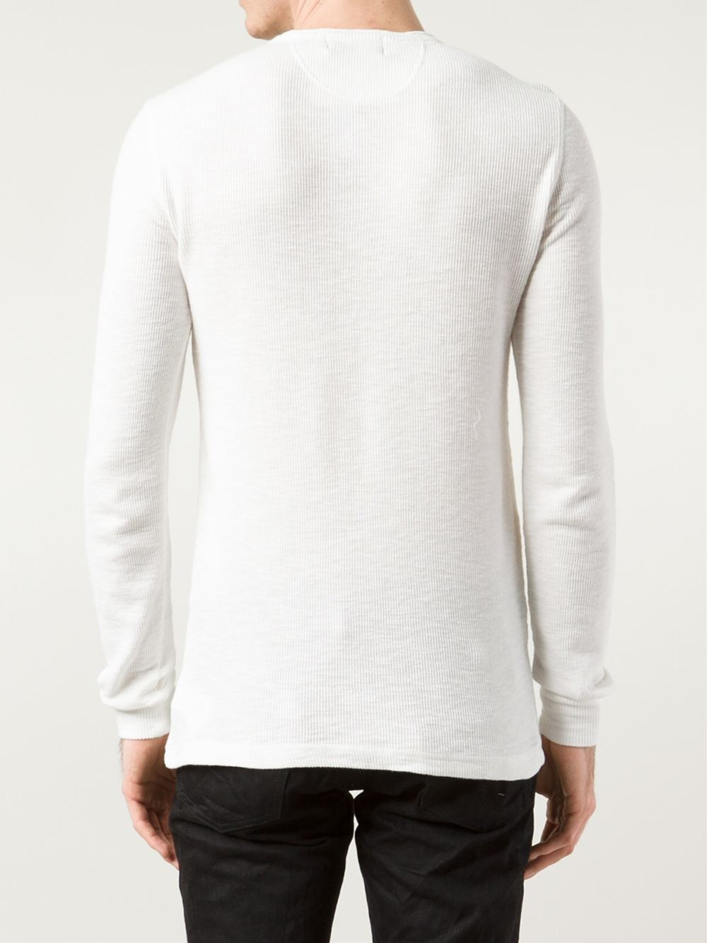 Rrl Ribbed Henley T-Shirt in White for Men | Lyst