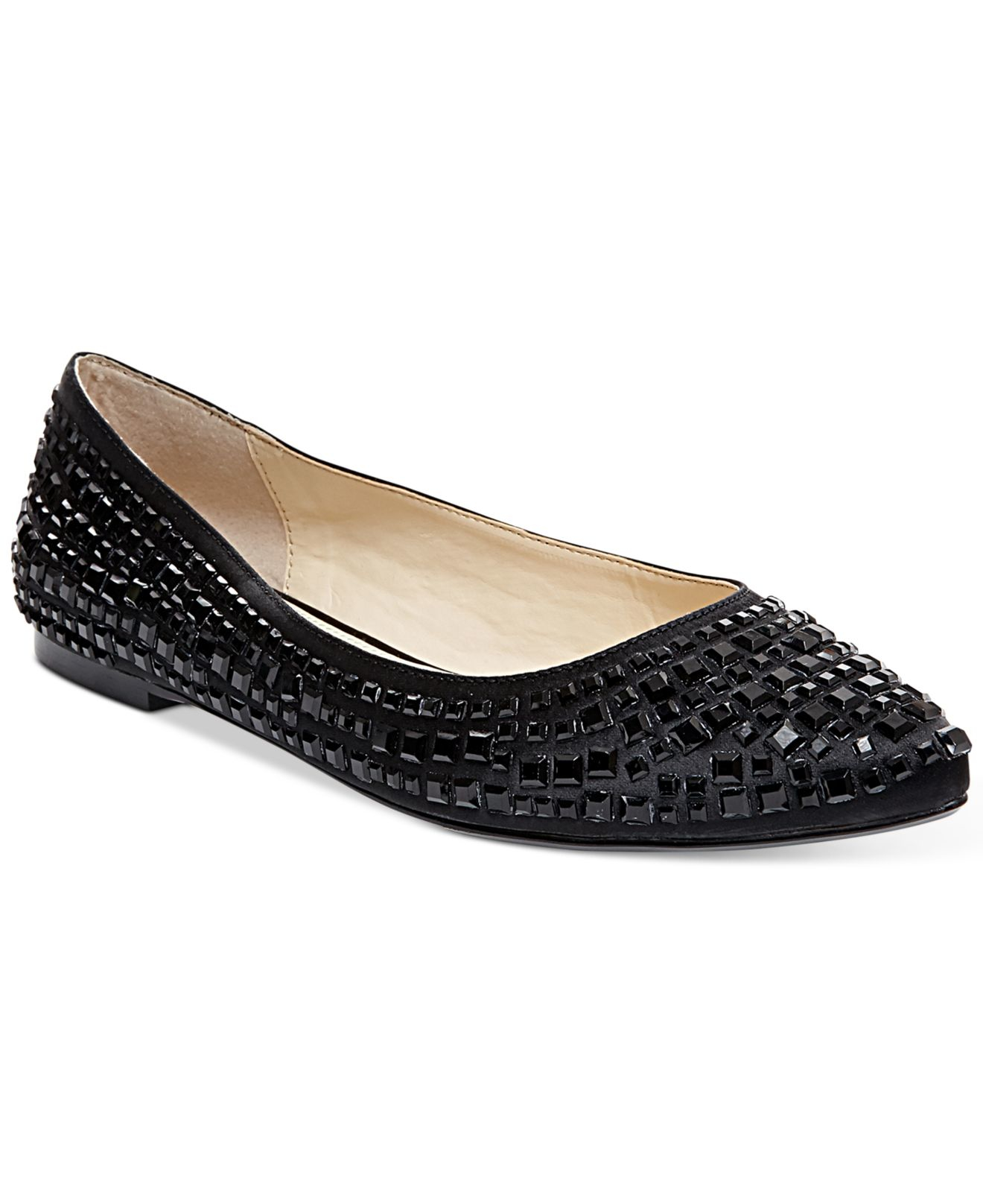 Betsey Johnson Satin Coco Evening Flats in Black - Lyst