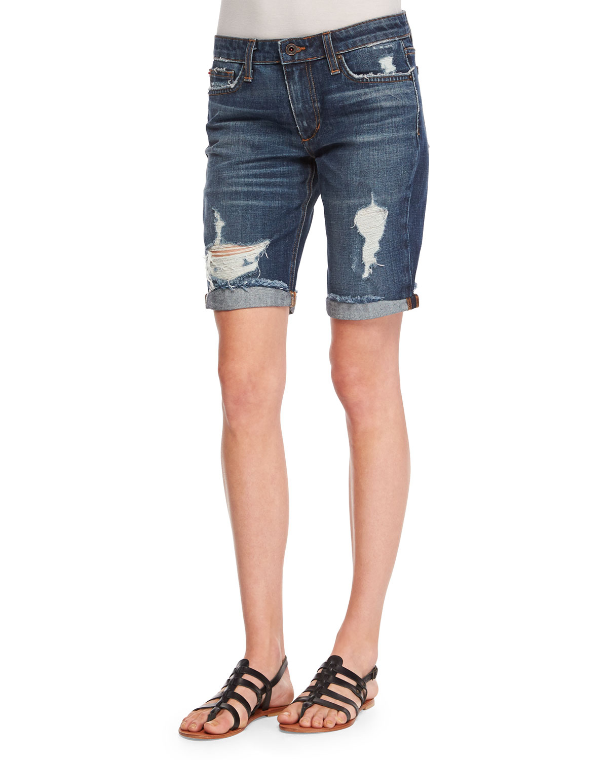 distressed bermuda jean shorts