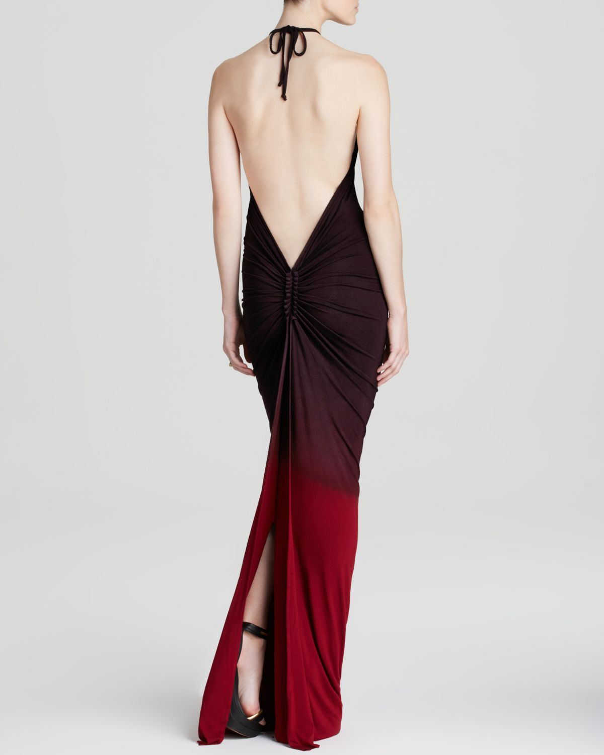 red to black ombre dress
