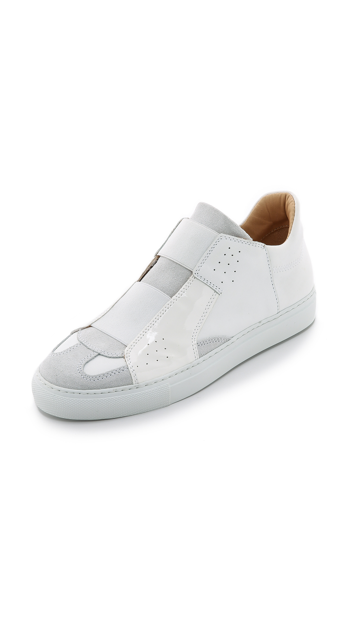white laceless trainers womens