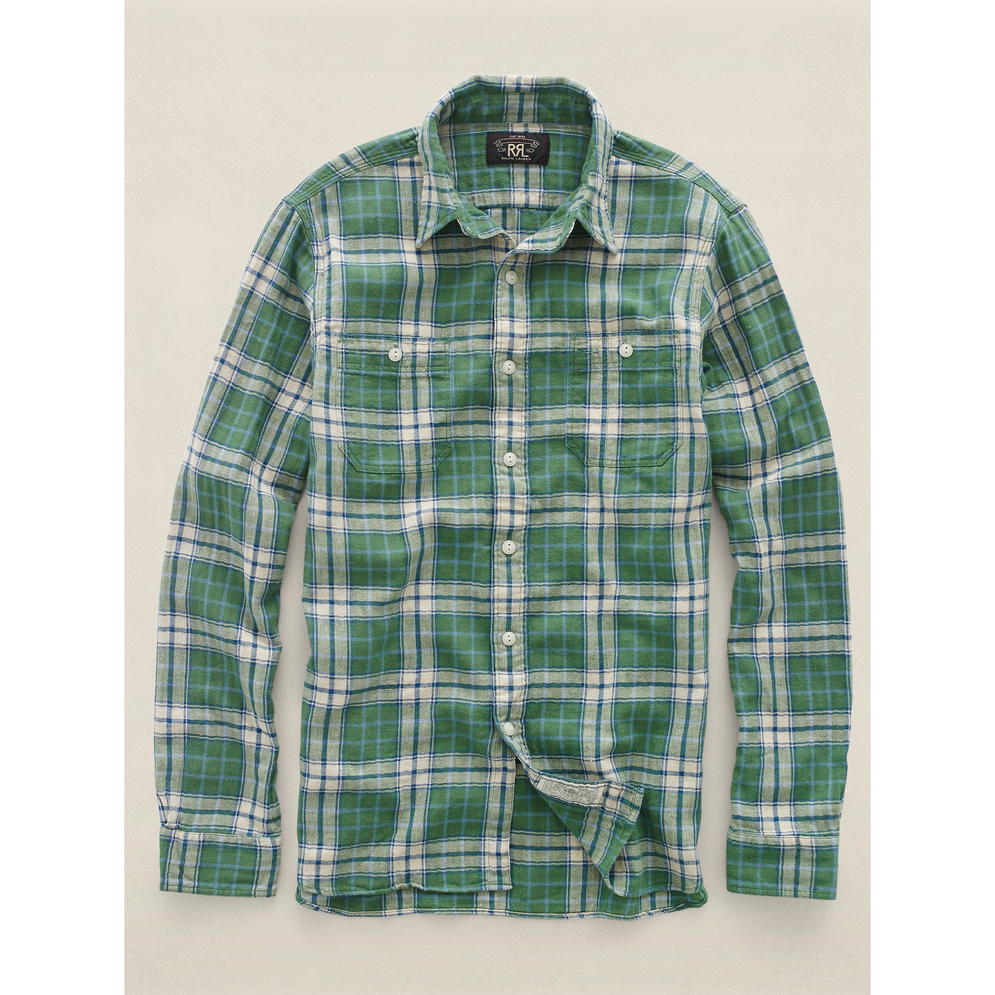 RRL Cotton Plaid Shirt in Vintage Green (Green) for Men Lyst