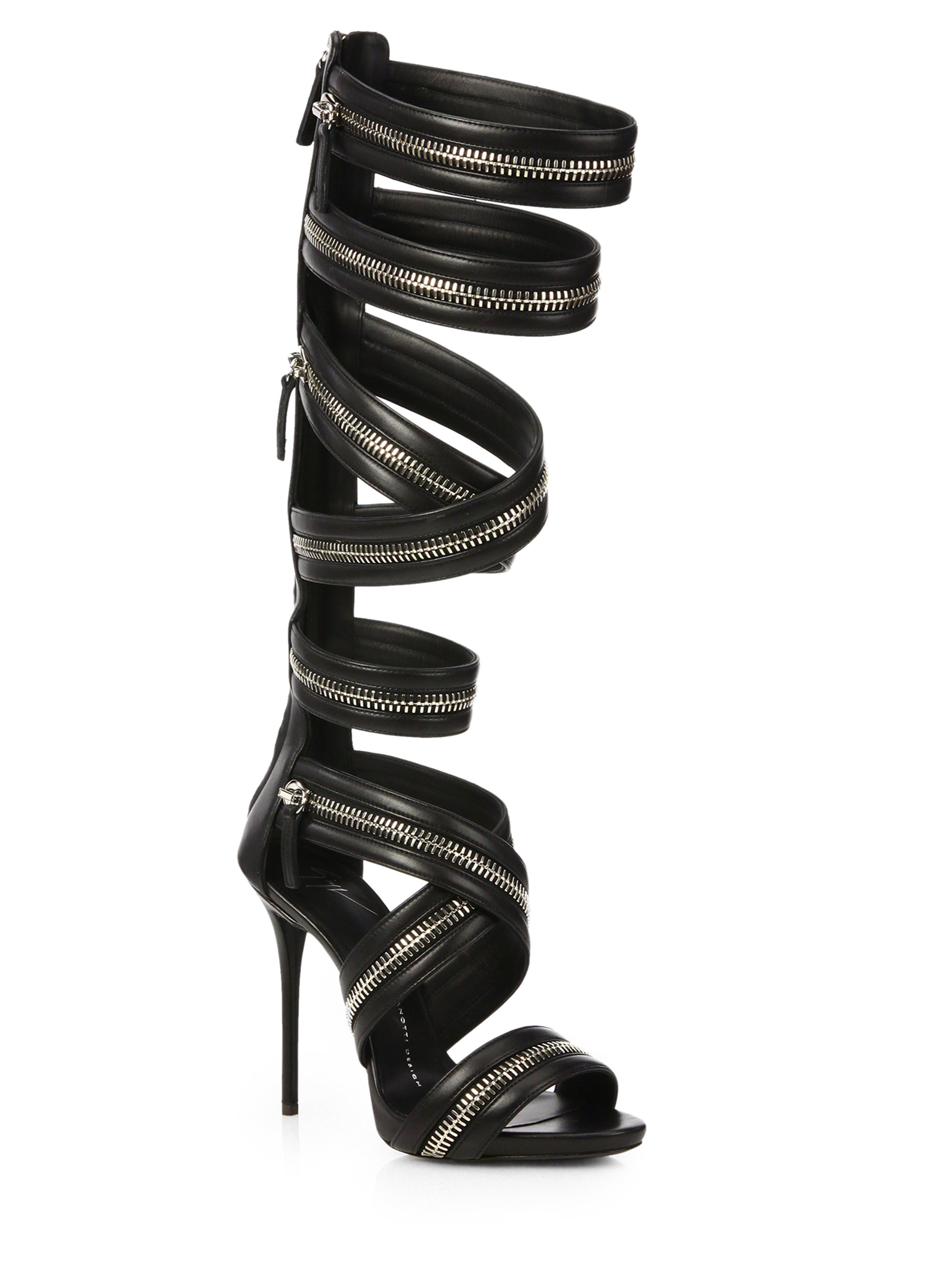 Giuseppe Zanotti Leather Zipper Gladiator Sandals in Nero-Black (Black) - Lyst